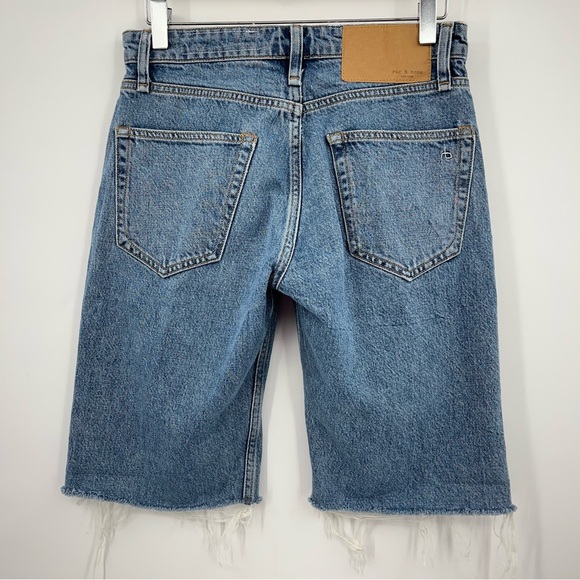 Rag & Bone 24 Rosa Mid Rise Walking 0180 Shorts bermuda Blue Denim Jean cotton - Picture 6 of 13